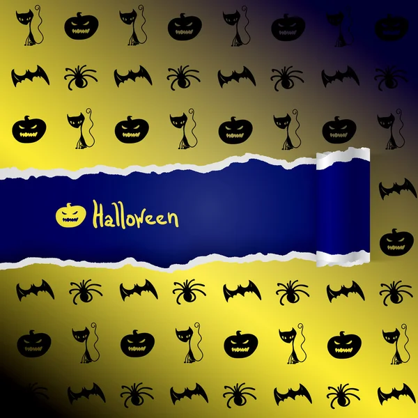 Fond jaune avec motif de caractères Halloween — Image vectorielle