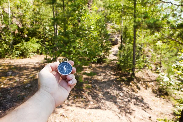 Hand holding the compass — Stock Photo, Image