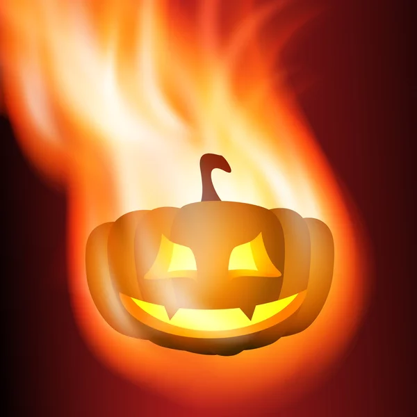 Burning pumpkin. Red fire. — Stock Vector