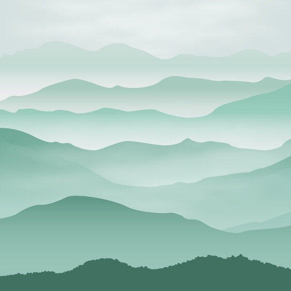 Mountains in the fog. Background.