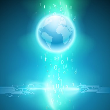 elektronik devre kartı ile arka plan mavi