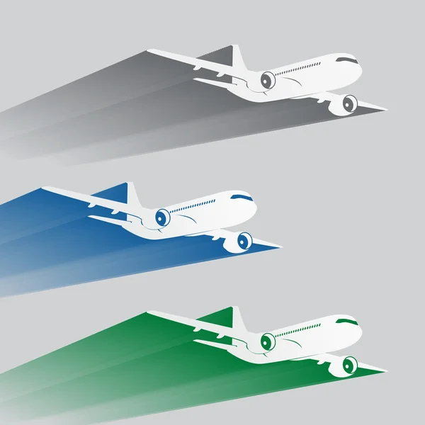 Siluetas de avión con trazas de color — Archivo Imágenes Vectoriales