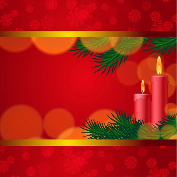圣诞蜡烛和枞树的背景 — 图库矢量图片