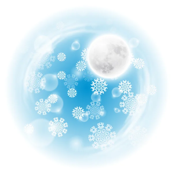 Paisaje nocturno de invierno con luna llena — Vector de stock