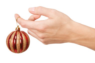 Bir Noel top tutan kadının el