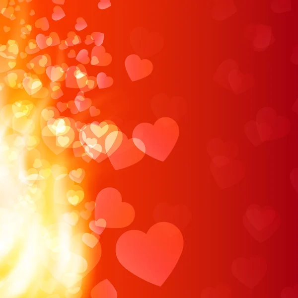 Fond abstrait flamme et coeurs — Image vectorielle