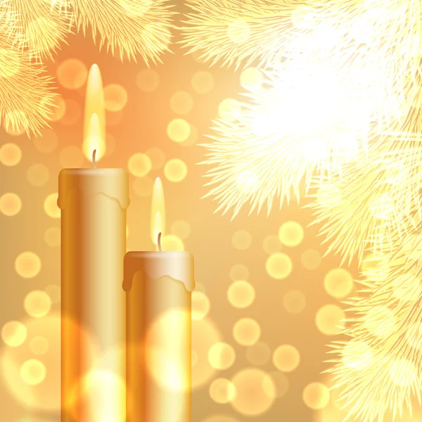 Jul bakgrund med ljus och fir tree — Stock vektor