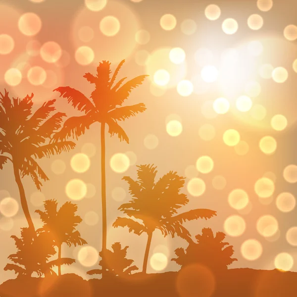 ada ve palmiye ağaçlarıyla deniz günbatımı