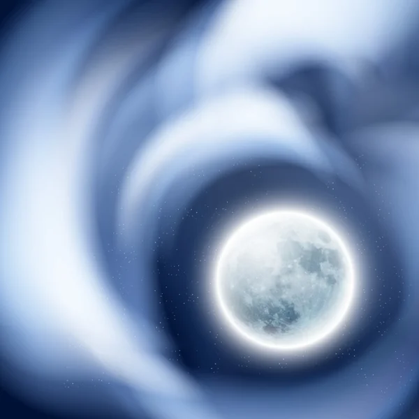 Pleine lune dans le ciel nocturne avec des nuages — Image vectorielle