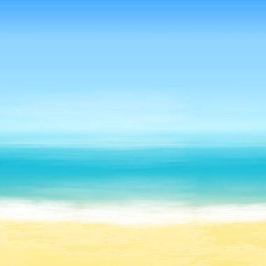 Plaj ve mavi deniz. Tropikal arka plan.