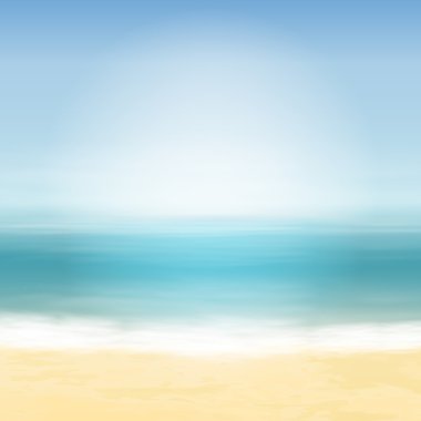 Plaj ve mavi deniz. Tropikal arka plan.