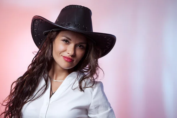 Woman with cowboy hat — Stock Photo, Image