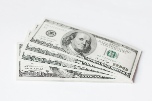 Dollars on white background