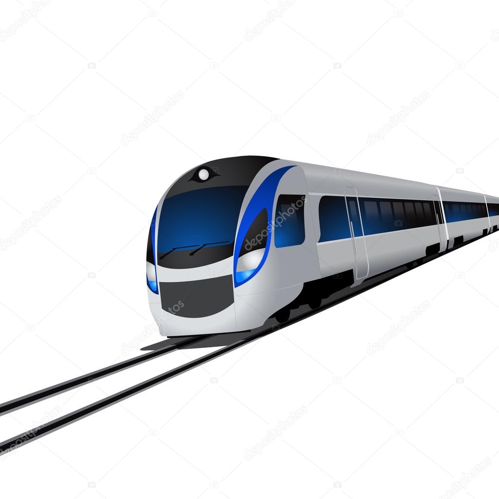 Modern high speed train, isolated on white
