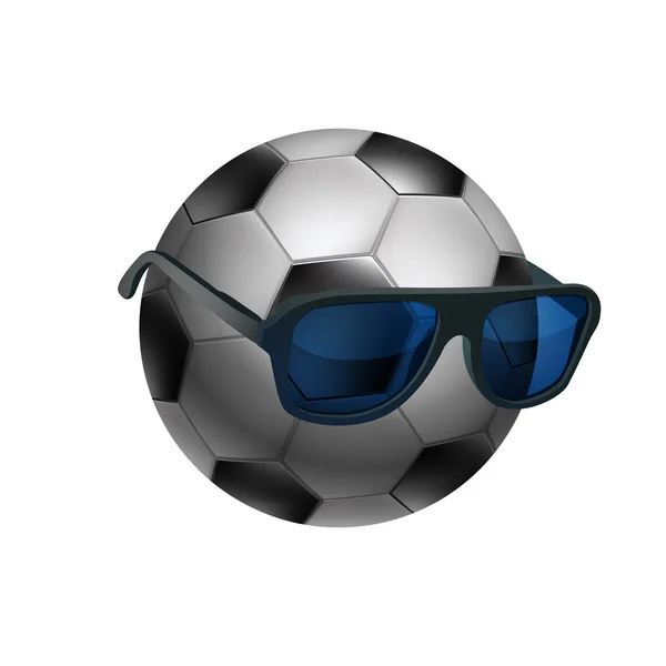 Ballon de football noir et blanc portant des lunettes de soleil — Image vectorielle