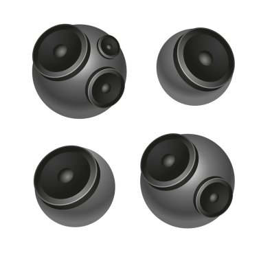 Çift yuvarlak hoparlör üzerinde beyaz izole