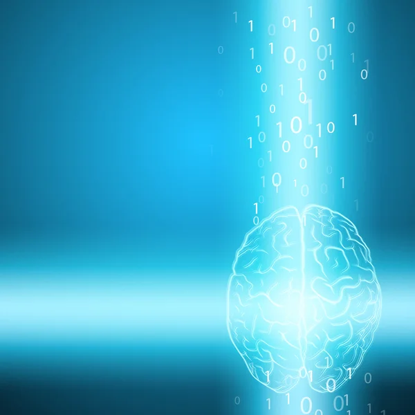 Digitales Gehirn auf blauem Hintergrund — Stockvektor