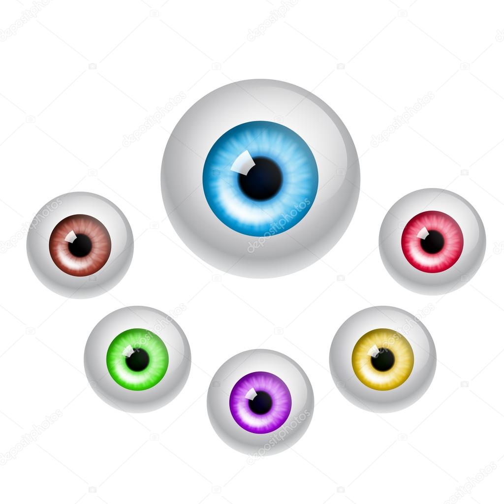 Set of colorful eyes isolated on white