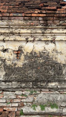 Old brick plaster wall textures. Vertical background.