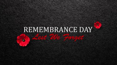 Anma Günü Siyah desenli arka planda haşhaş çiçekleri olan yazıyı unutmayalım. Anma Günü için dekoratif çiçekler. Anma Günü. Gaziler Günü.