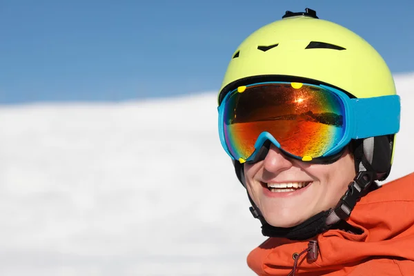 Portret snowboarder górnej części Alp Dolomiti — Zdjęcie stockowe