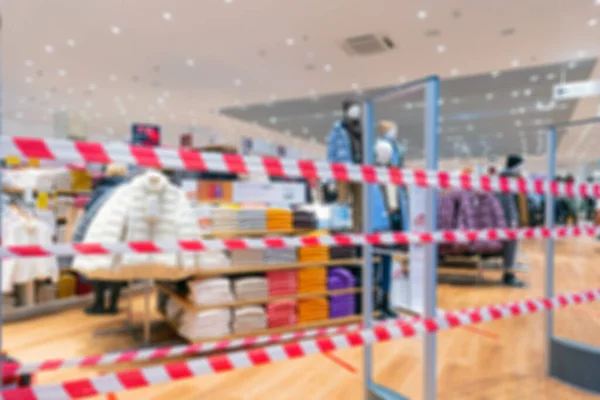 Fond Flou Clôture Magasin Vêtements Pendant Épidémie Coronavirus — Photo