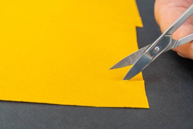 Kağıt kesmek için küçük metal makas. DIY ev yapımı sanat. 