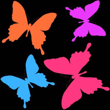 Kelebek siluetlerinin kusursuz deseni. Güzel böceklerin doğal arka planı. 