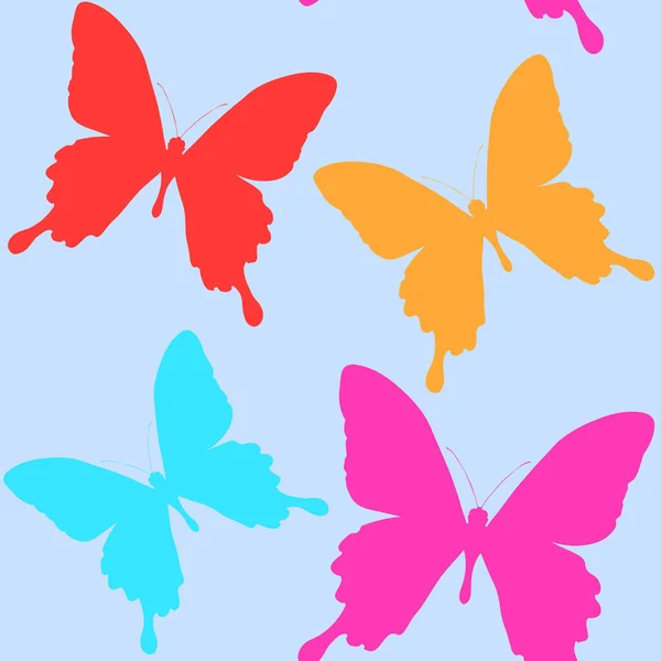 Seamless Pattern Silhouettes Butterflies Natural Background Beautiful Insects — Stock Photo, Image