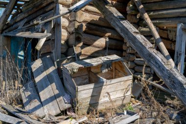 Eski kalaslar. Ahşap yüzeyin dokusu. 