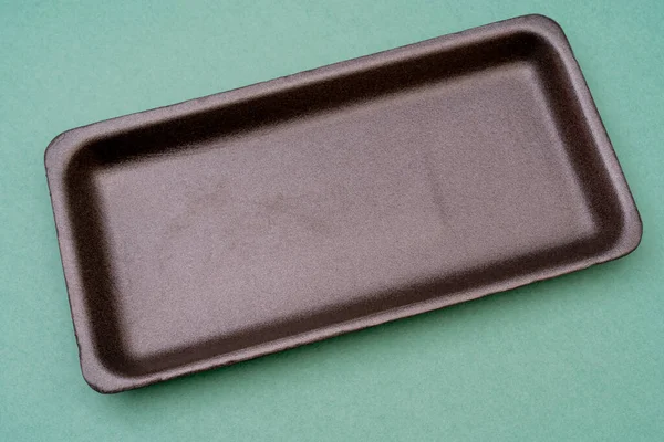 Δίσκος Τροφίμων Styrofoam Ion Πράσινο Φόντο — Φωτογραφία Αρχείου