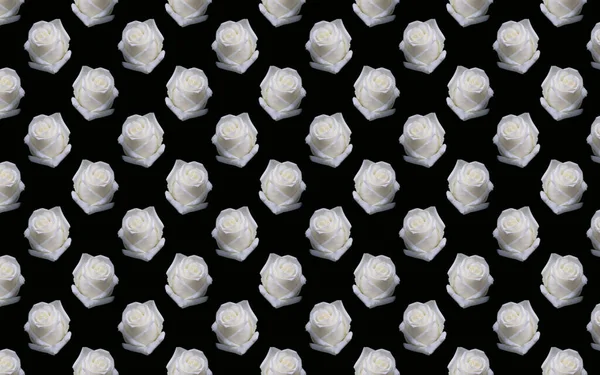 Lindas Flores Brancas Rosa Floração Rosas Sem Costura Padrão Fundo — Fotografia de Stock