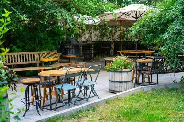 Intérieur Café Rue Été Journée Ensoleillée Dans Ville — Photo