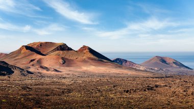 Timanfaya, Lanzarote Adası 'ndaki volkanik manzara. Kanarya Adaları