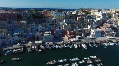 Procida Adası, Napoli, Campania, İtalya. Hava görünümü 