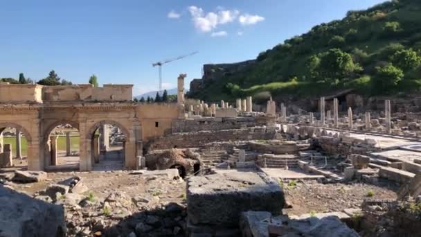Bibliothek von Celsus, Ruinen des antiken Ephesos, Selcuk, Izmir, Türkei — Stockvideo