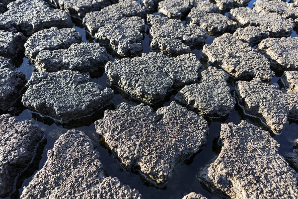 Part Huge Area Dried Land Suffering Drought Cracks — Stok fotoğraf