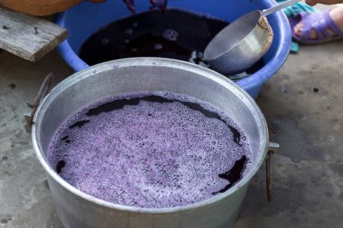 Şarap üreticisi varillere taşınmak için üzüm suyu döker..