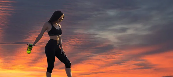 Tozlu Spor Ayakkabılı Üstü Açık Bir Kız Antrenman Minderiyle Egzersiz — Stok fotoğraf