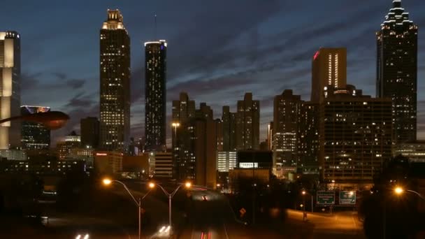 Downtown Atlanta Editorial Dusk Time Lapse with Zoom — Stock Video