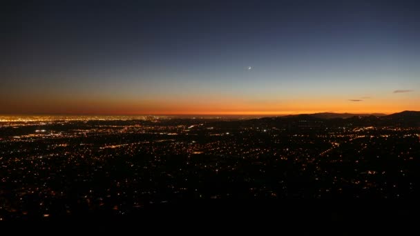 Los Angeles i zmierzch Pasadena upływ czasu nocy — Wideo stockowe