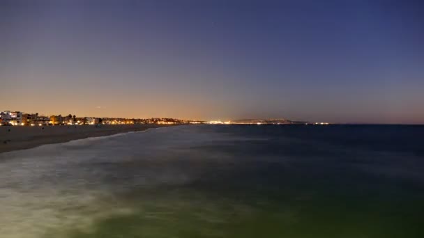 Venice Beach e LAX Air Traffic Dusk to Night — Vídeo de Stock