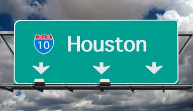 Houston Interstate 10 Otoban işareti zaman atlamalı