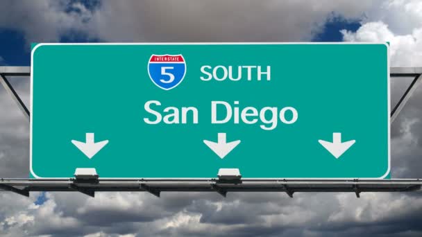 San Diego 5 Autobahn Süd Zeichen Zeitraffer — Stockvideo