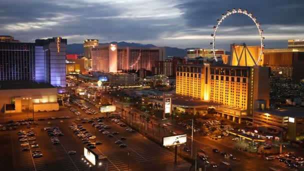 Casino in Las Vegas resorts schemering timelapse — Stockvideo