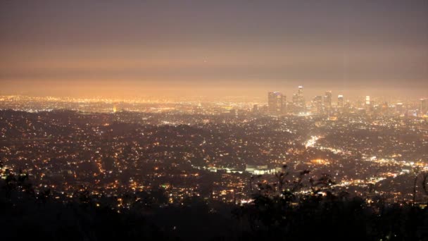 Los Angeles gece Smog — Stok video