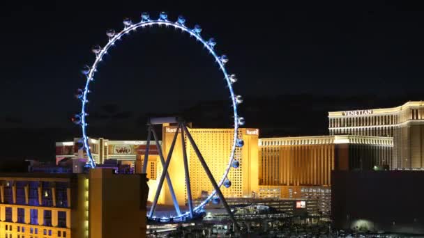 High Roller reuzenrad Las Vegas nacht — Stockvideo