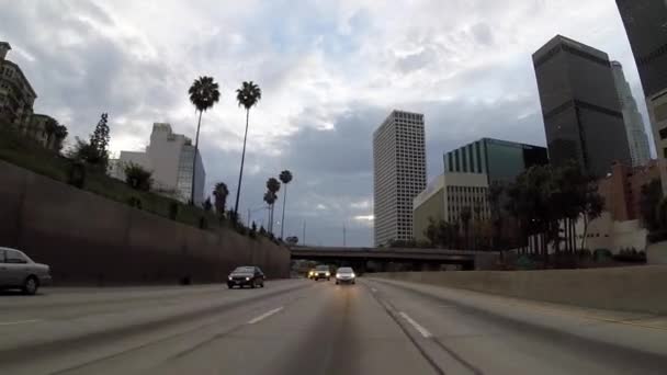 Harbor 110 Freeway Los Angeles Rear View Driving Shot — Stock video