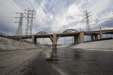 The Los Angeles River and 6th Street Bridge clipart