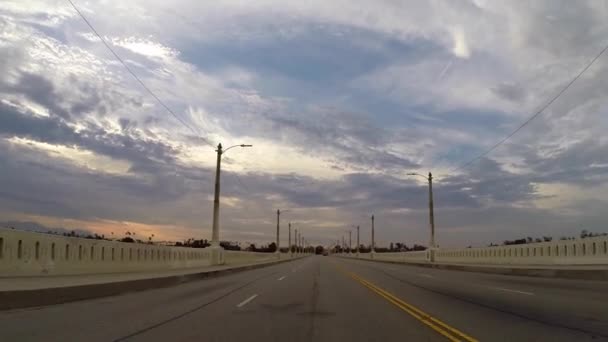 Los Angeles 6th Street Bridge Rear View Driving — Stock Video